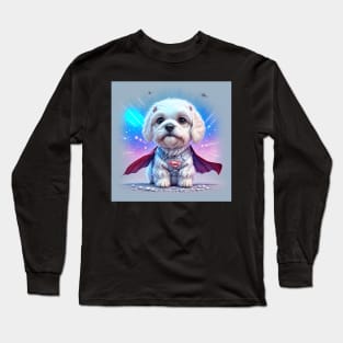 Cute Maltese as a fantasy Superhero Long Sleeve T-Shirt